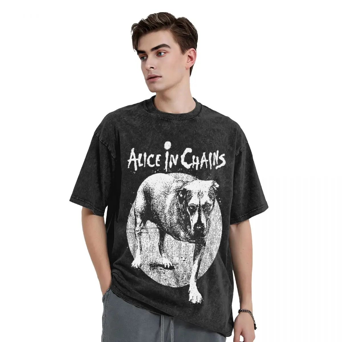 Rock Alice In Chains Washed T Shirt Streetwear Hip Hop Vintage T-Shirts Tees for Men Women Short Sleeve Oversize Printed