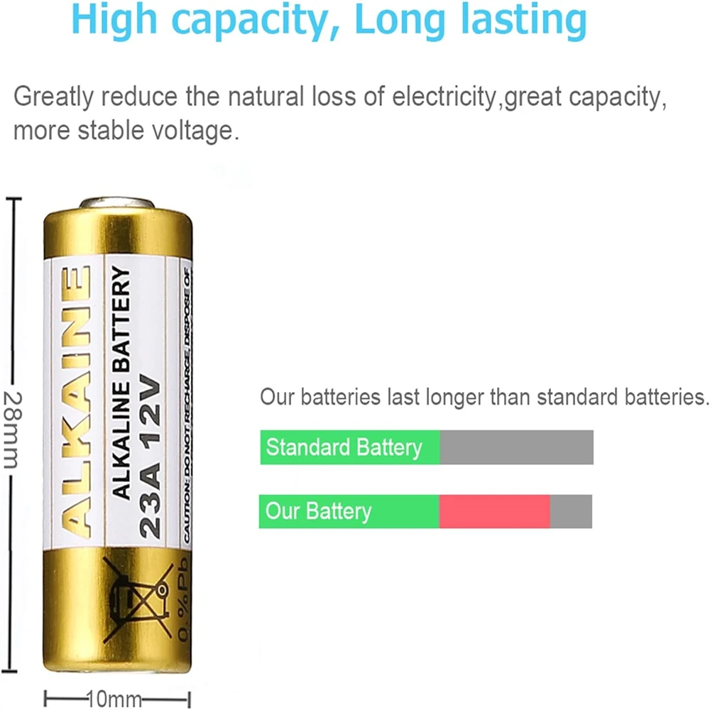 5-100 Uds A23 23A 12V batería alcalina 23GA A23S E23A EL12 MN21 V23GA GP23A MS21 LRV08 para timbre Control remoto juguete eléctrico