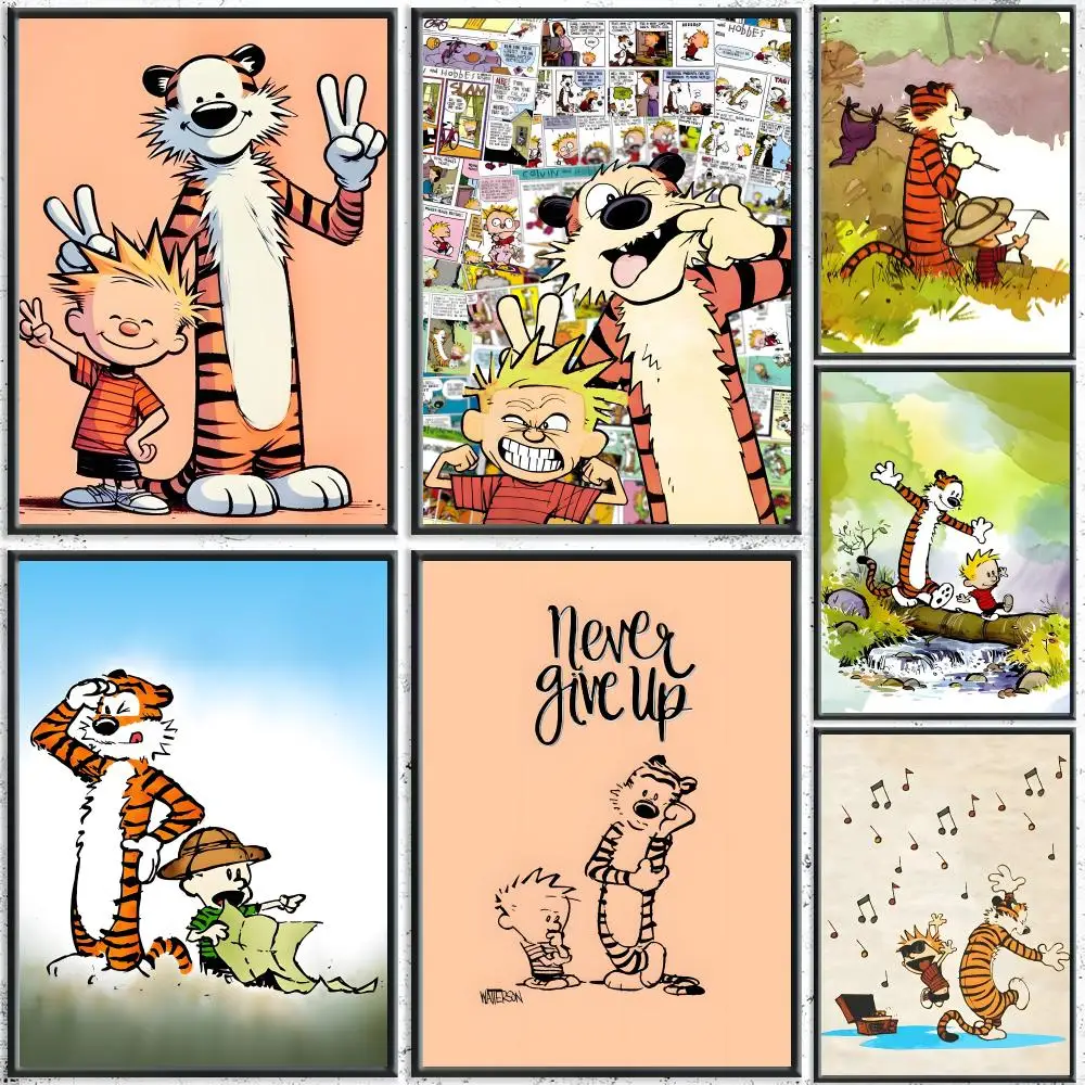 Classic Comic C-Calvin and HobbesS Poster HD Self-Adhesive No Residue After Removal Ideal for All Kinds of Wall Decor