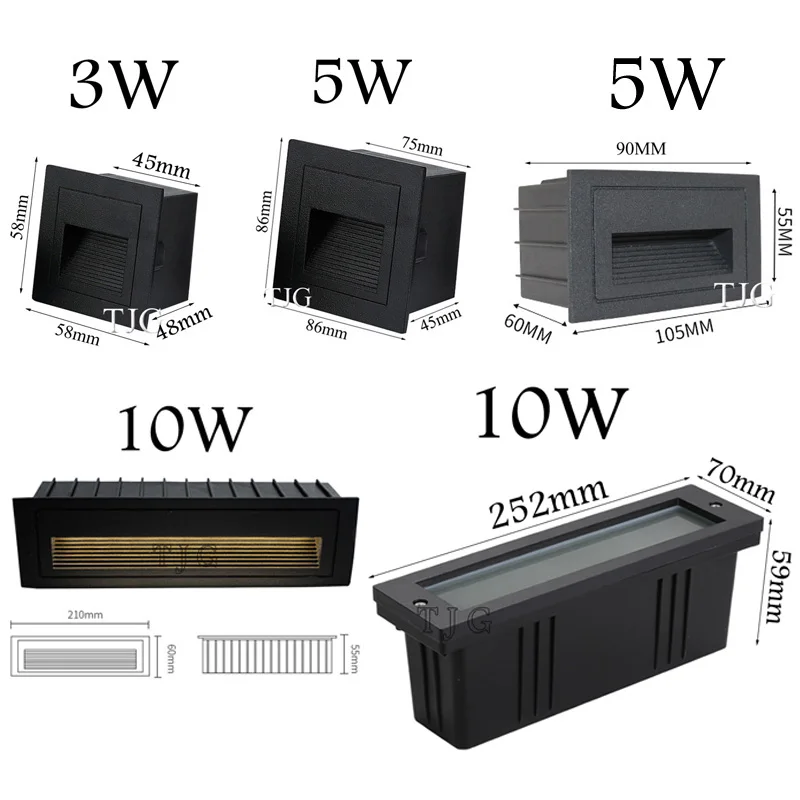 Imagem -03 - Lâmpada de Parede Led Regulável Luz de Escada Embutida Enterrada Impermeável Escada Interior Exterior Ip65 3w 5w