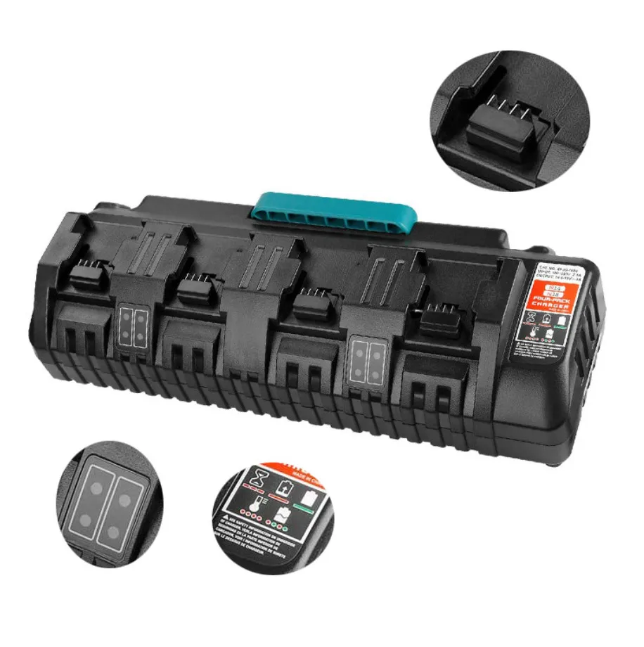 For Milwaukee 14.4V 18V Li-ion Charger Rapid Optimum 4-Port 3A Charging Current Replacement Battery Charger