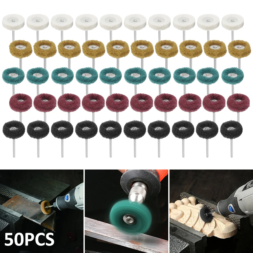 

50pcs Buffing Wheel Rotary Tool Mini Drill Abrasive Brush For Grinding Head Rotary Tool Accessories Watch Jewelry Polish Buffer