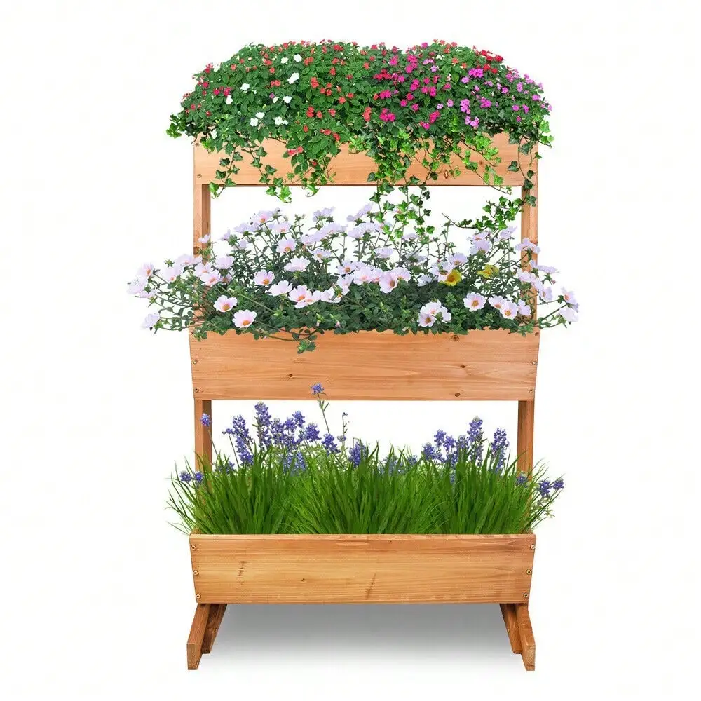 Raised Garden Bed Vertical Elevated Plant Growing Flower Ladder Storage Box