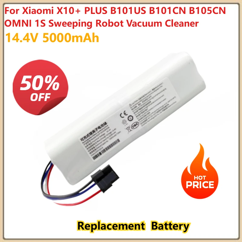 

For Xiaomi X10+ PLUS B101US B101CN B105CN OMNI 1S Sweeping Robot Vacuum Cleaner Rechargeable Batteries 14.4V 5000mAh