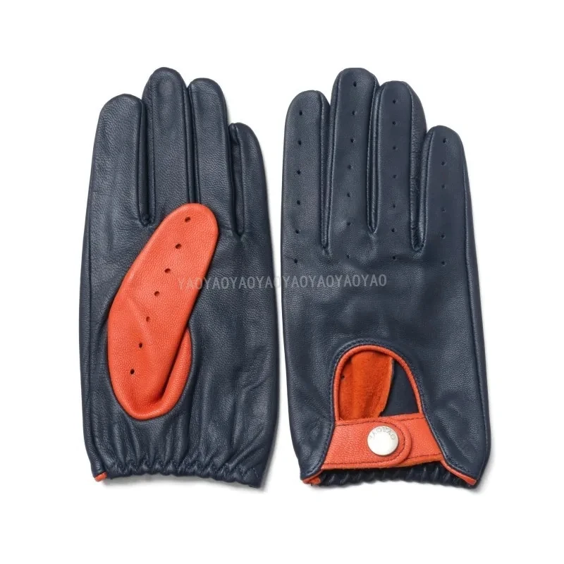 Men Gloves Genuine Goatskin Male Leather Gloves 2023 New Autumn Fashion Casual Unlined Breathable Driving Mittens