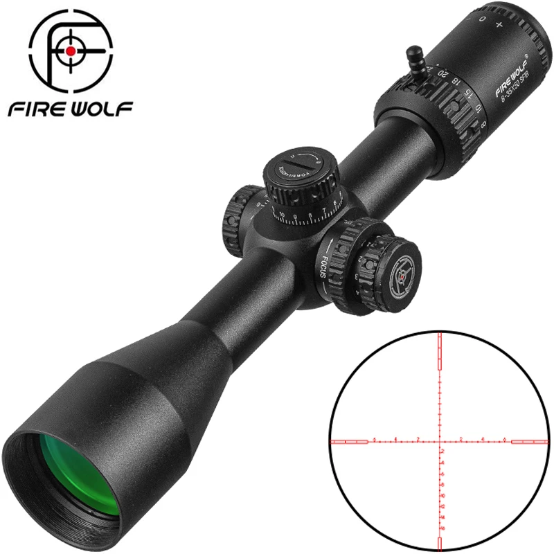 

FIRE WOLF 8-35X50 SFIR Scope Hunting Scope Glass Red Illumination Reticle Side Parallax Turret Lock Reset