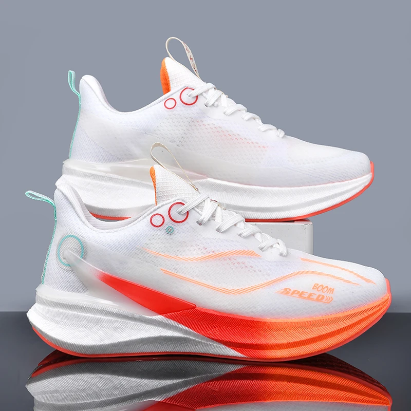 Unisex Running Shoes BOOM SPEED Breathable Mesh Sports Sneakers Men Women Shock Absorbing Lightweight Athletic Training Shoes