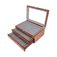 3 Layers Wooden Pen Display Box Portable with Clear Cover Light Luxury Fountain Pen Storage Case Pen Storage Organizer Pen Case