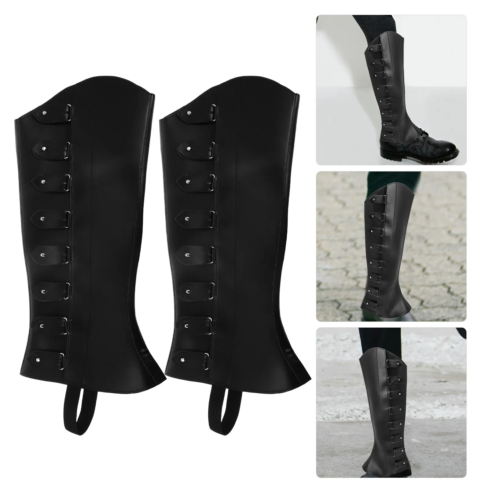 Adjustable Medieval High Leg Boot Covers Renaissance Cosplay Footwear Cover Historical Leg Gaiters Steampunk Pirate Costume