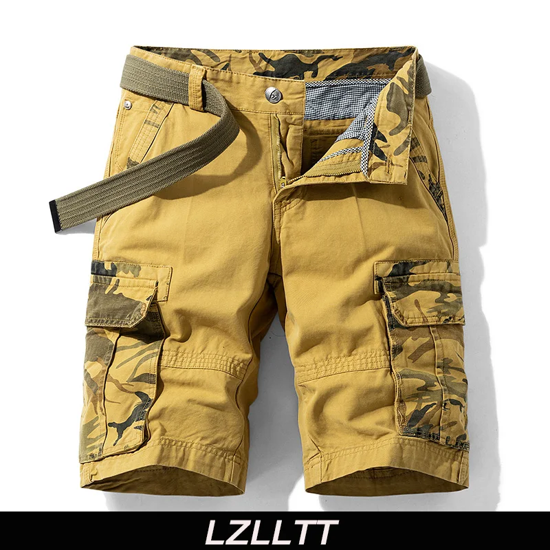 Pantalones cortos de camuflaje para hombre, Shorts de algodón con múltiples bolsillos, informales, para correr, verano, novedad