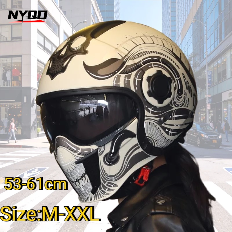 

Ретро-мотошлем 3/4, модульный, с откидной лицевой частью, для мужчин и женщин, с сертификацией DOT, винтажный, Casco Moto Capacete