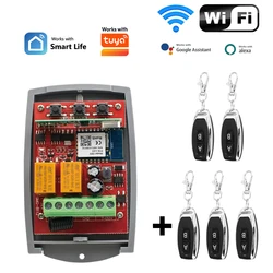 Tuya Smart Wifi Interruttore Della Porta Universale Porta Del Garage Ricevitore 2CH di Controllo Remoto Apri Del Cancello Controller 433 mhz 433.92 Trasmettitore