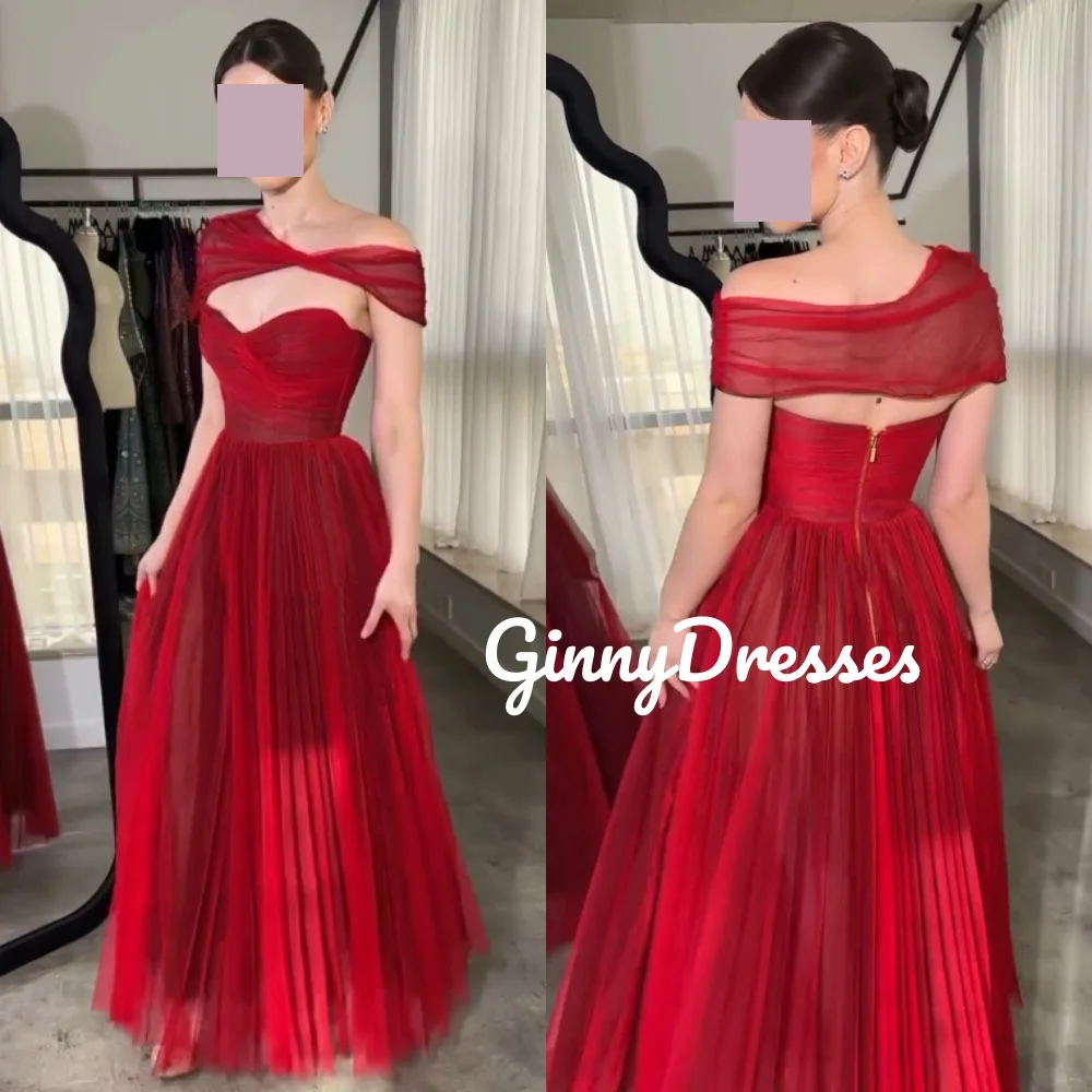 

Платья для выпускного вечера по индивидуальному заказу Красные роскошные вечерние платья трапециевидной формы на одно плечо длиной до пола на молнии с рюшами Vestidos De Fiesta Short