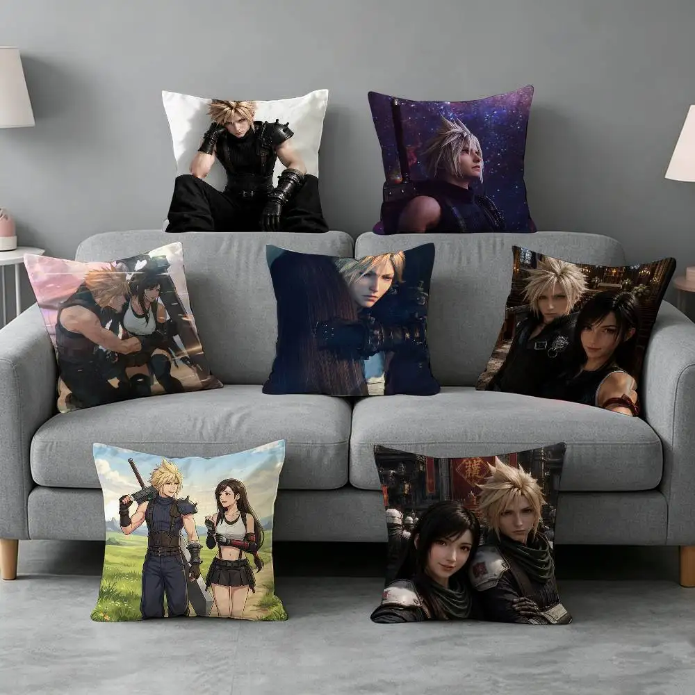 Cloud Strife Tifa Lockhart-t FF7 Pillow cover Simple solid color design Surprise For Multiple Bedroom Styles.