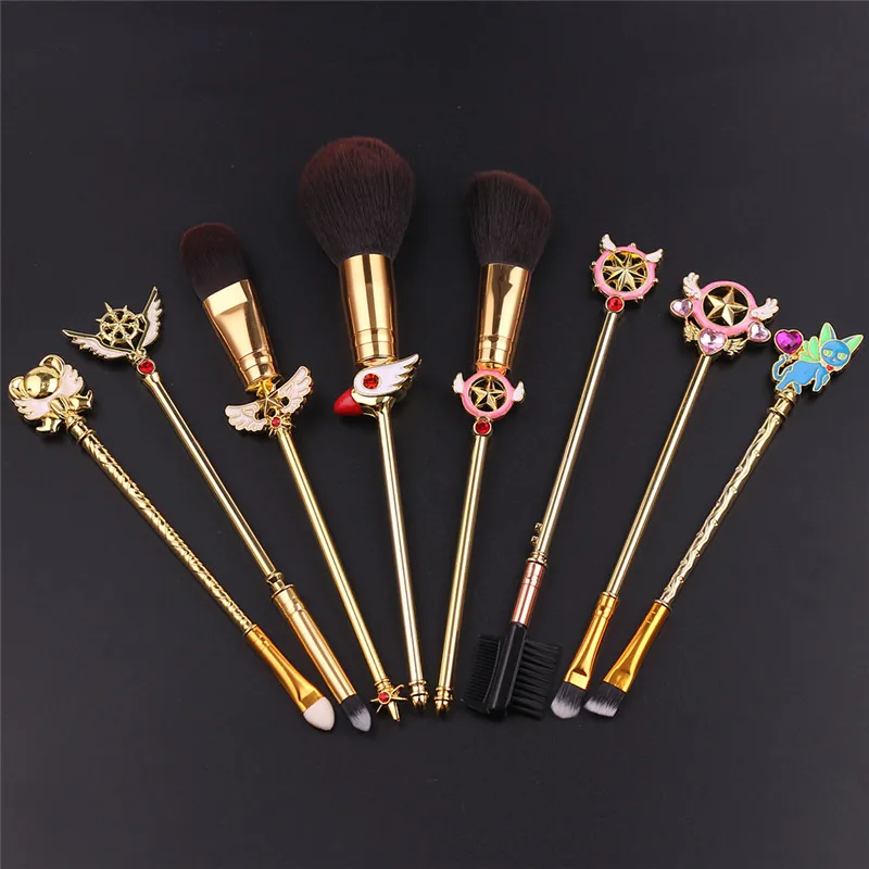 Card Captor Sakura Kawaii Makeup Brush Set With Cute Pink Pouch Cardcaptor Sakura Cosmetic Makeup Tool Sets & Kits