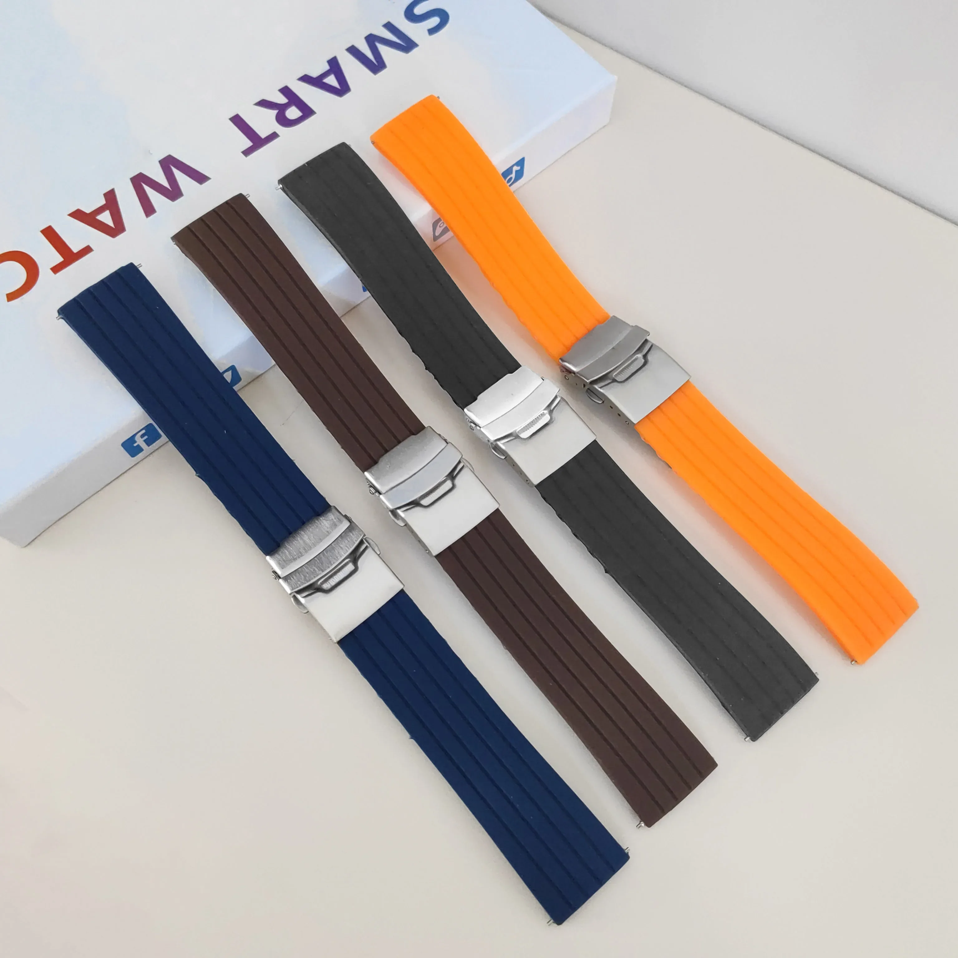 Gummi-Uhrenarmband mit Faltschließe, 18 mm, 20 mm, 22 mm, 24 mm, universell für Jinggong No 5 Navigation Water Ghost Silikon-Uhrenarmband