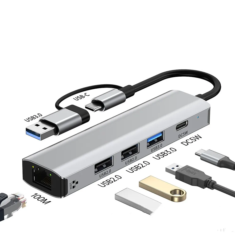 

USB-C хаб, многопортовый адаптер Type-C 3.1, USB 3.0, передача данных, Gigabit Ethernet RJ45 1000 Мбит/с, разветвитель для MacBook Pro Air