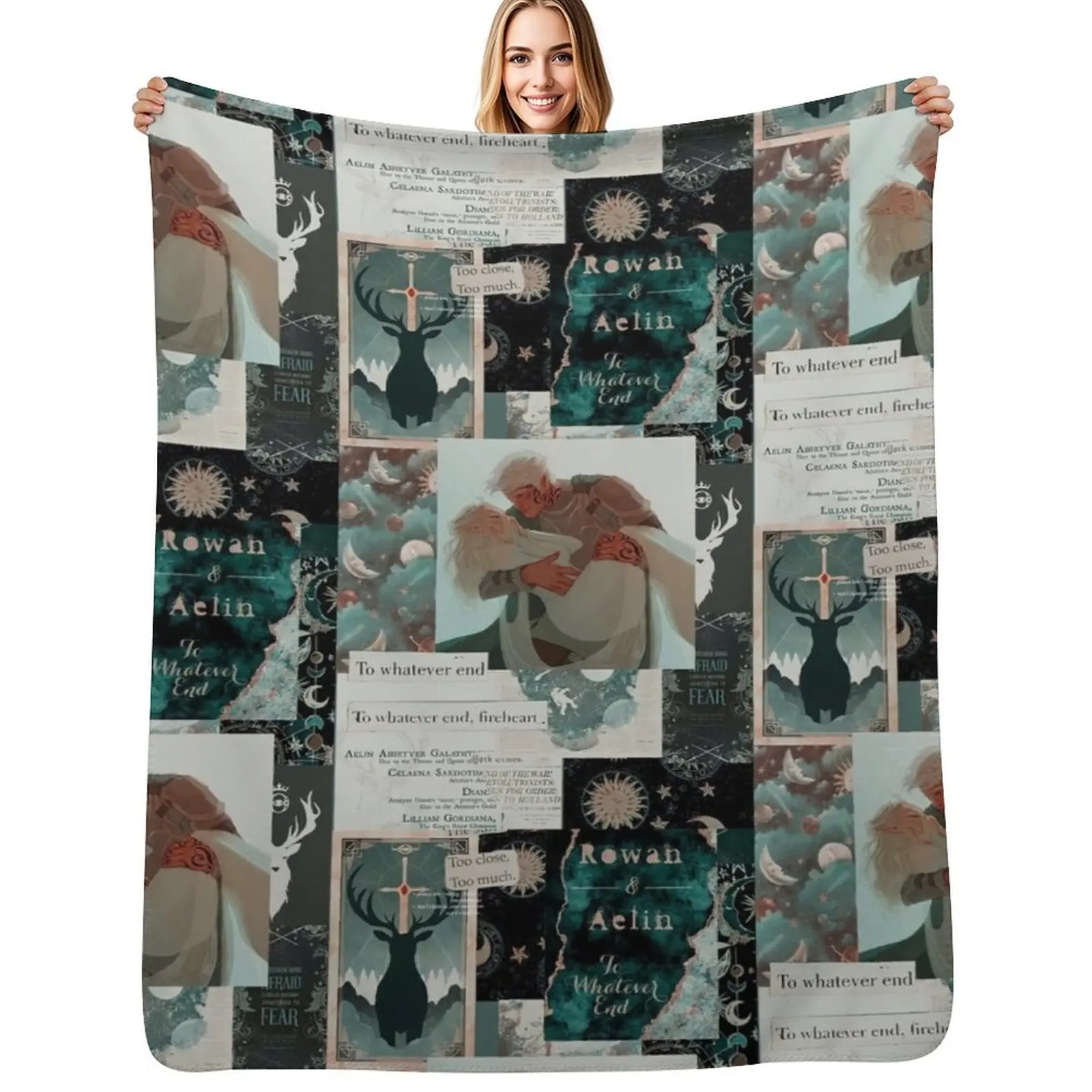 Throne of glass aelin and rowan Throw Blanket Camping Beautifuls manga Plaid on the sofa Bed linens Luxury Designer Blankets