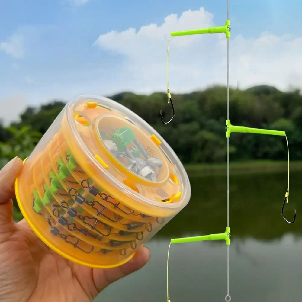 

1 Box with Organizer Anti-tangle Tandem Fishing Hooks Fishing Lure Spoon Sequins Metal Tandem Fishing Hooks Lseini Hook