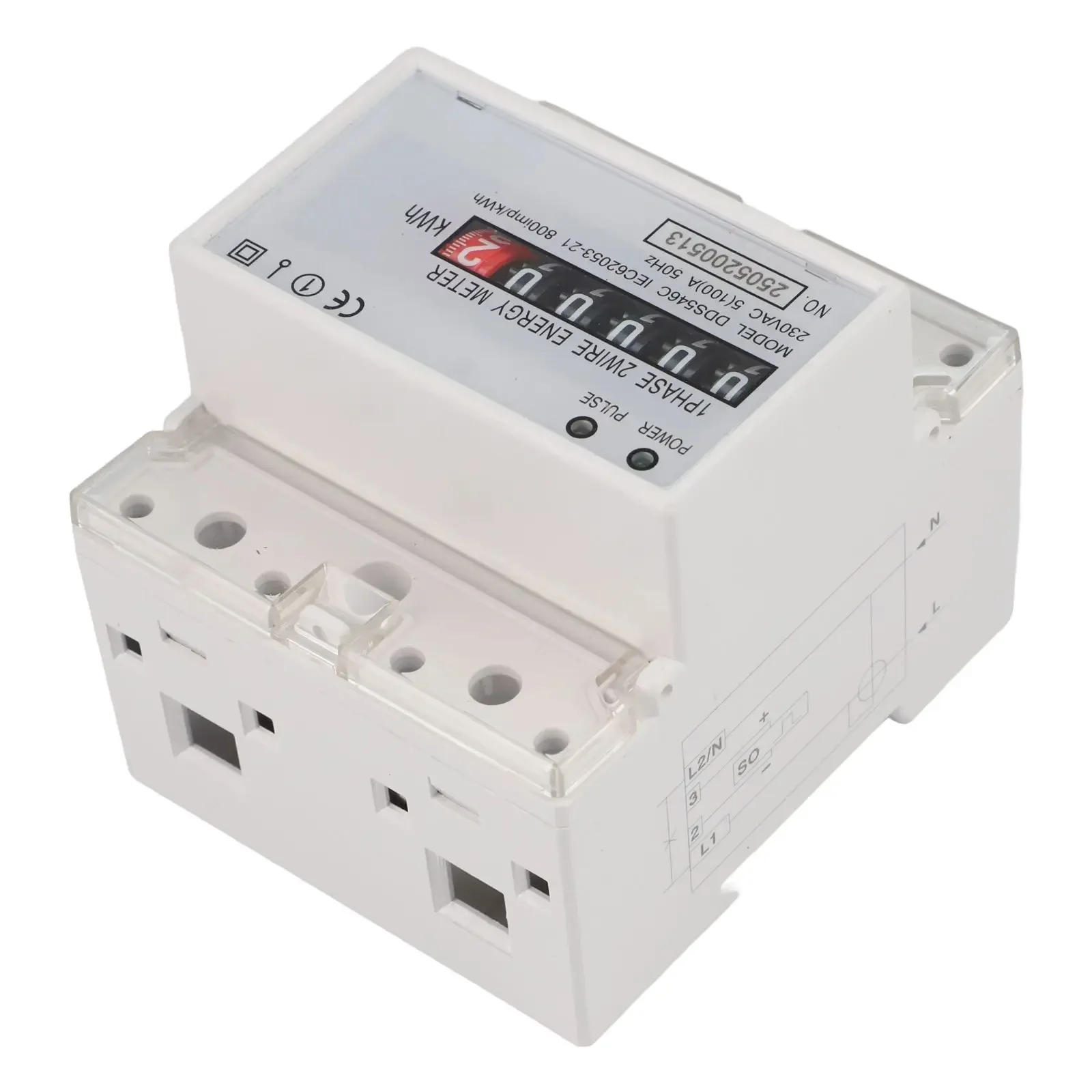 DIN Rail Installation Wattmeter Digital Wattmeter Safe Data Transmission 100A Maximum Current 5A Rated Current