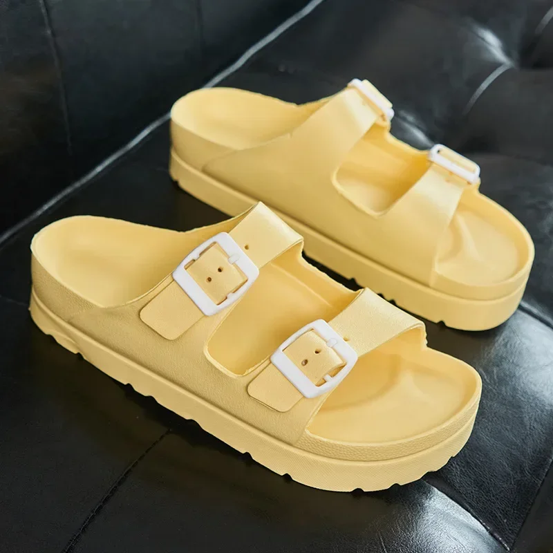 New Arrival 2025 Thick Sole Sandals Breathable Comfort Beach Casual Shoes Double Belt Adjustable Flat Slippers Jelly Shoe Mujer