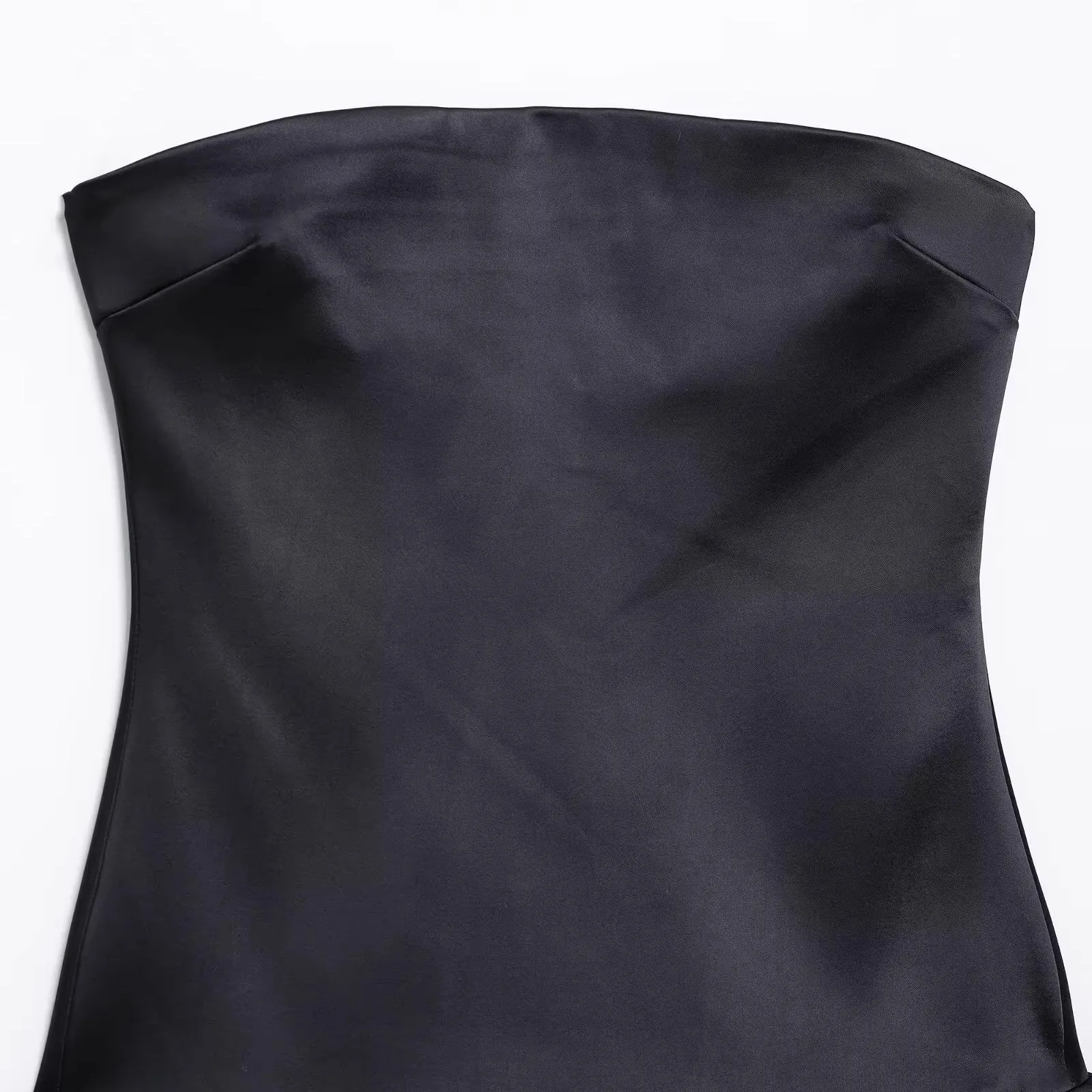 Novo Vestido F JNLEAOG de Cetim de Seda com Decoração de Strass Feng ui, Silhueta Balão, Casual, Cor Pura, Primavera...