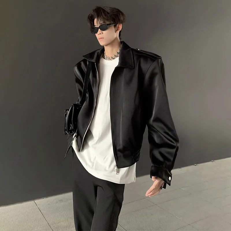 WTHT Fashion Men’s Solid Color Shoulder Pads High Street Coats Trendy Lapel Long Sleeves Jackets Male 2025 Autumn 2A2239