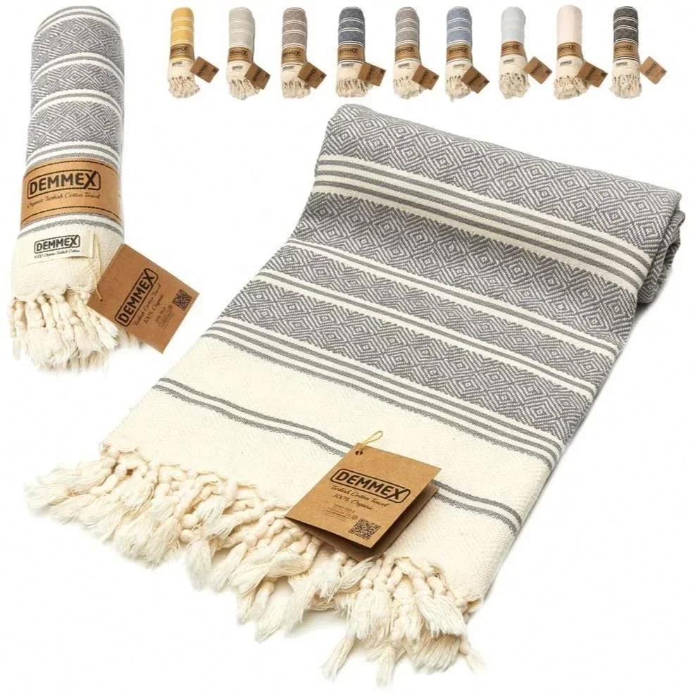 

Custom Printed Jacquard Mandala Microfiber Bath Towel Desert Sand Beach With Tassel Cotton Turkish