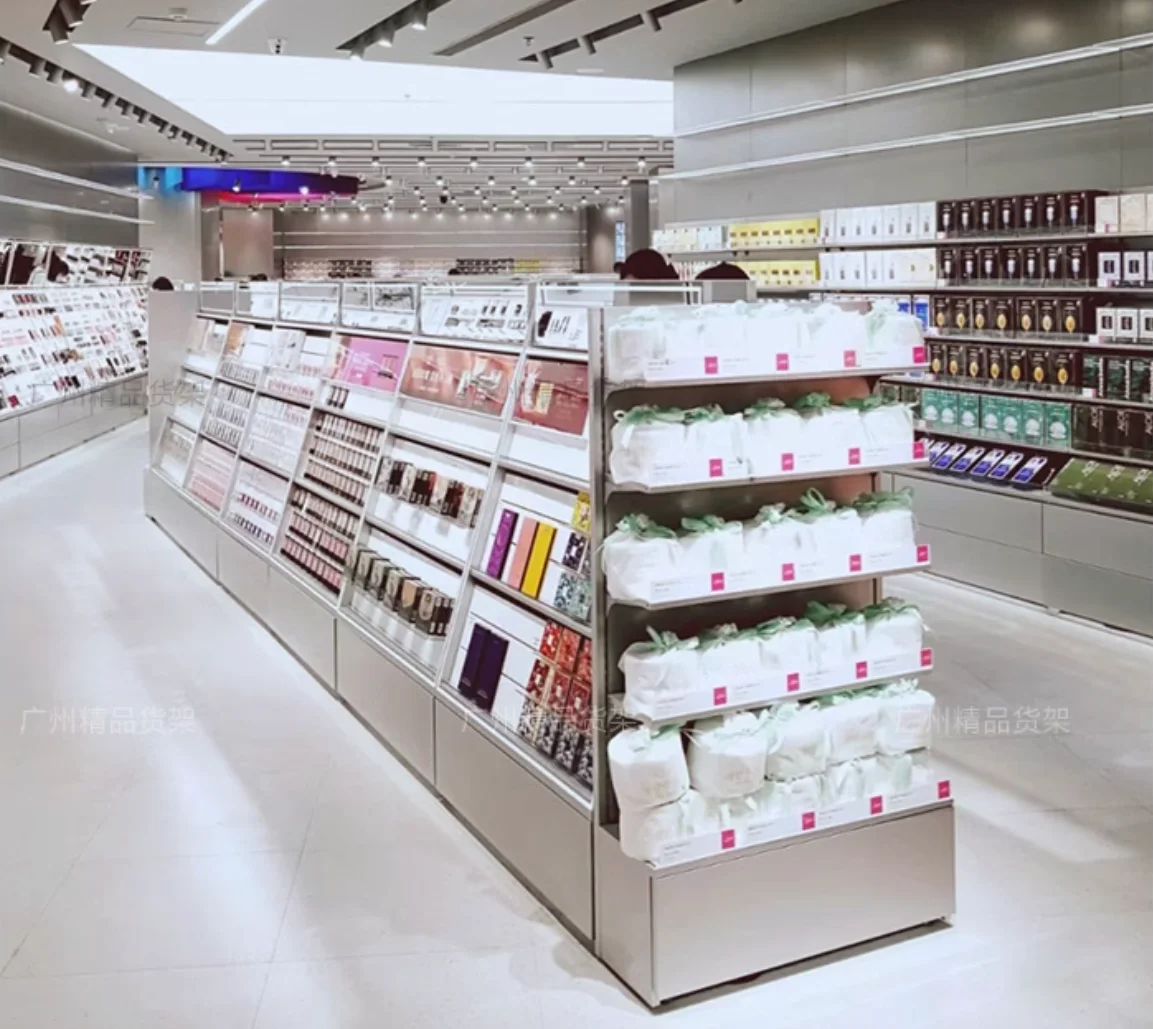 

Beauty store shelves makeup cabinet lipstick display shelf skin care cabinet with mirror acrylic cosmetics display cabinet