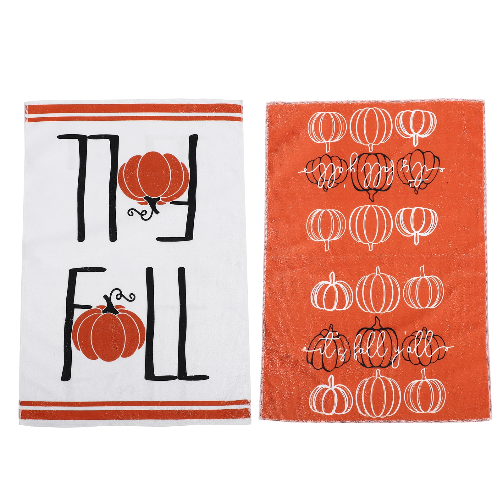 

2 Pcs Autumn Decorations Pumpkin Kitchen Dish Towel Towels Clean Printing Fiber