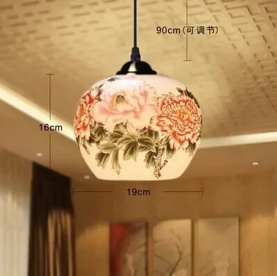 Jingdezhen Ceramic LED Light Chinese Style Multicolour Flower Single Head Warm Living Room Home Decor Study E27 Bulb