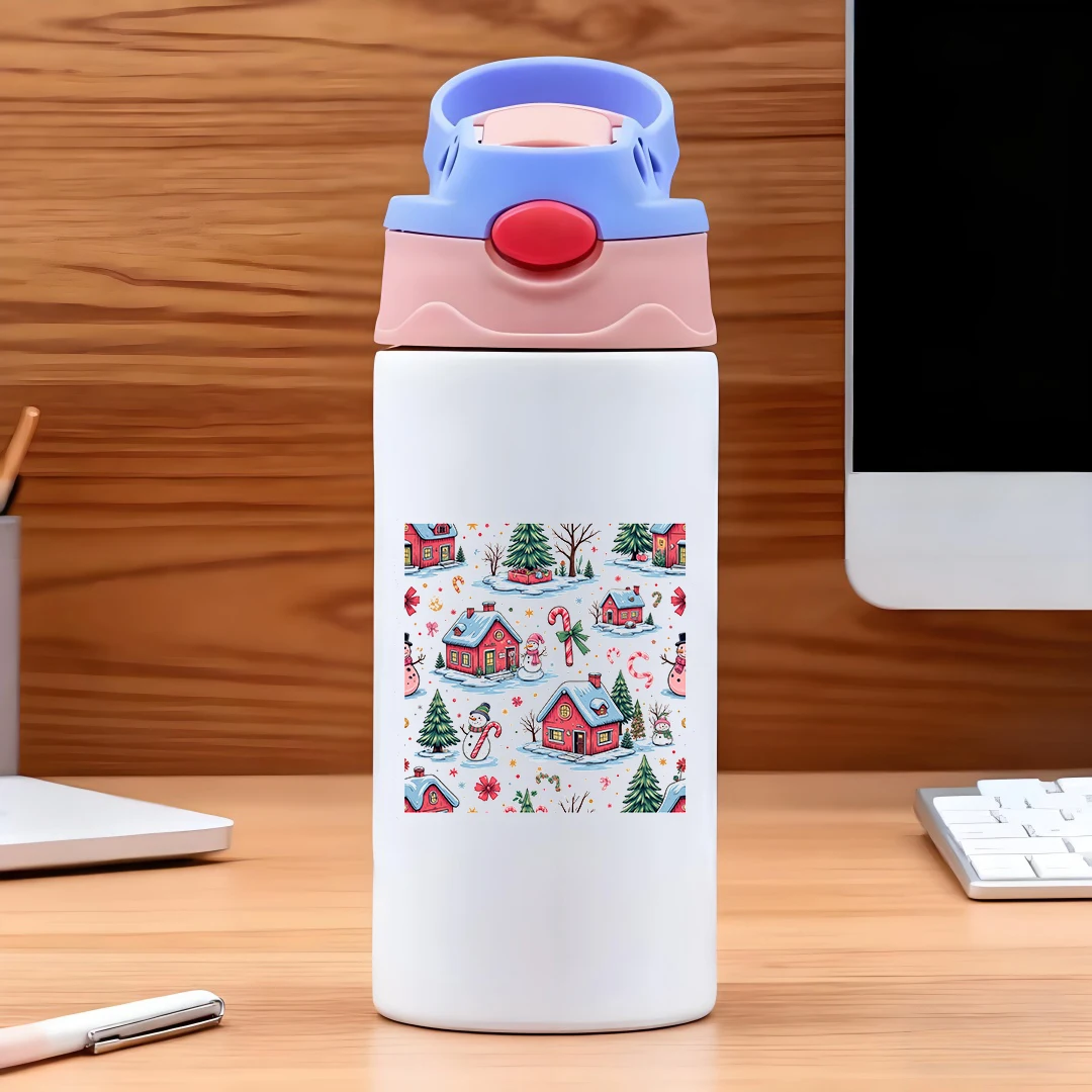 Tazza termica in acciaio inossidabile 304 cartone animato tema natalizio tazza di paglia per bambini perfetto regalo di Natale caldo musthave per le vacanze