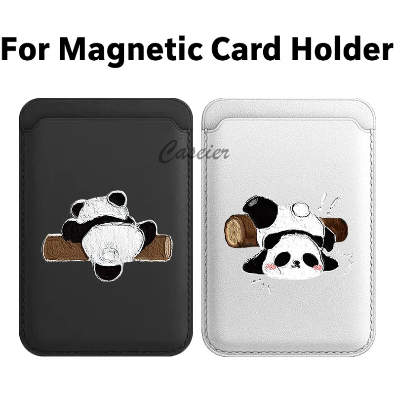 Niedliche Panda-Ölgemälde Magnetische Leder-Brieftasche für iPhone 17 16 Pro Max für Samsung Galaxy S25 Ultra Kartenetui Handy-Zubehör
