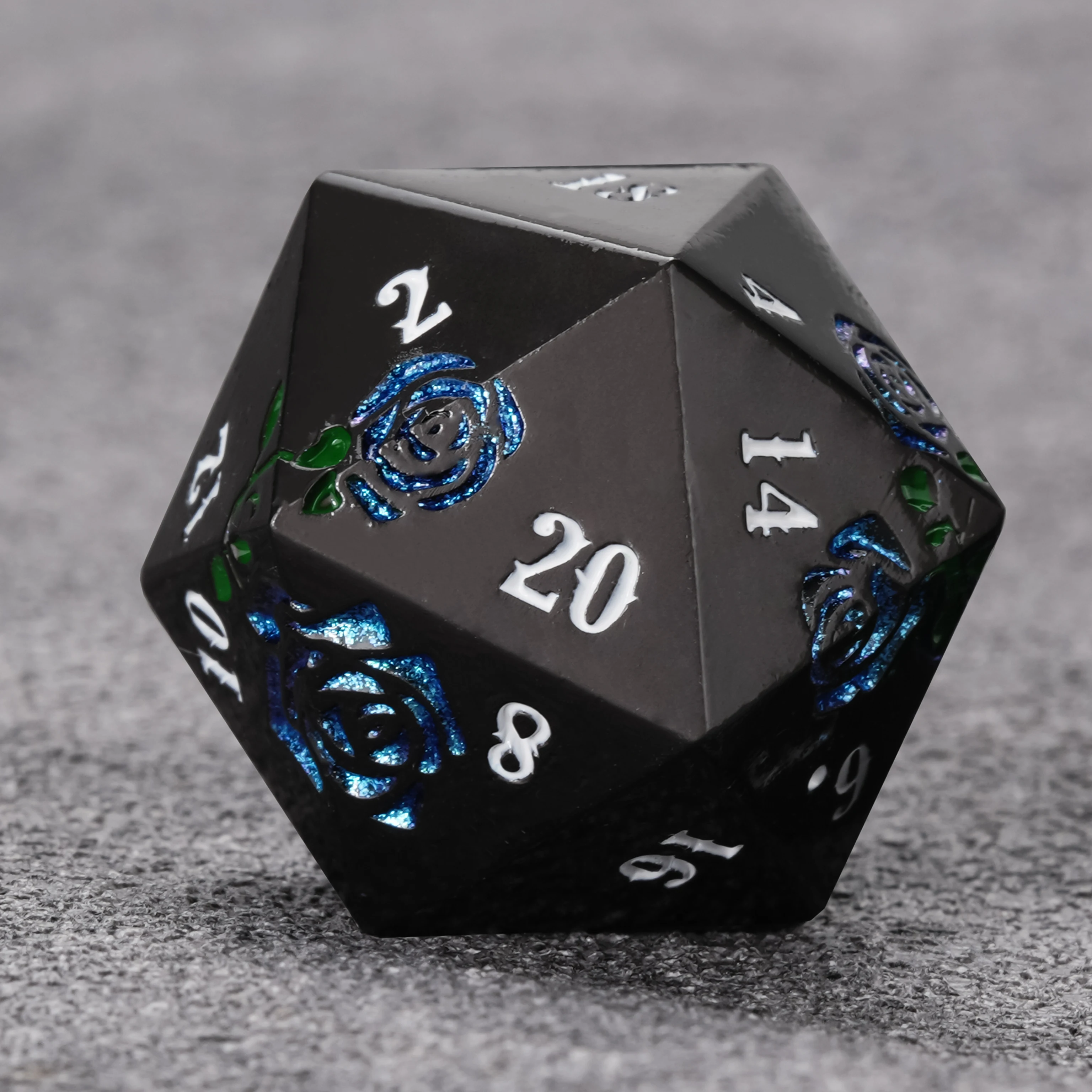 1-7Pcs Blue Rose DND Dice Set Rose-Embossed Metal Dice Multi-sided Polyhedral Dice for D&D Game COC Role Playing RPG Table