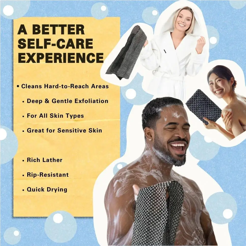 Bath Towel Exfoliating Deep Cleansing Shower Towel Skin Black, Accessory Care Pink Exfoliating Brush Tool Bath G6P8
