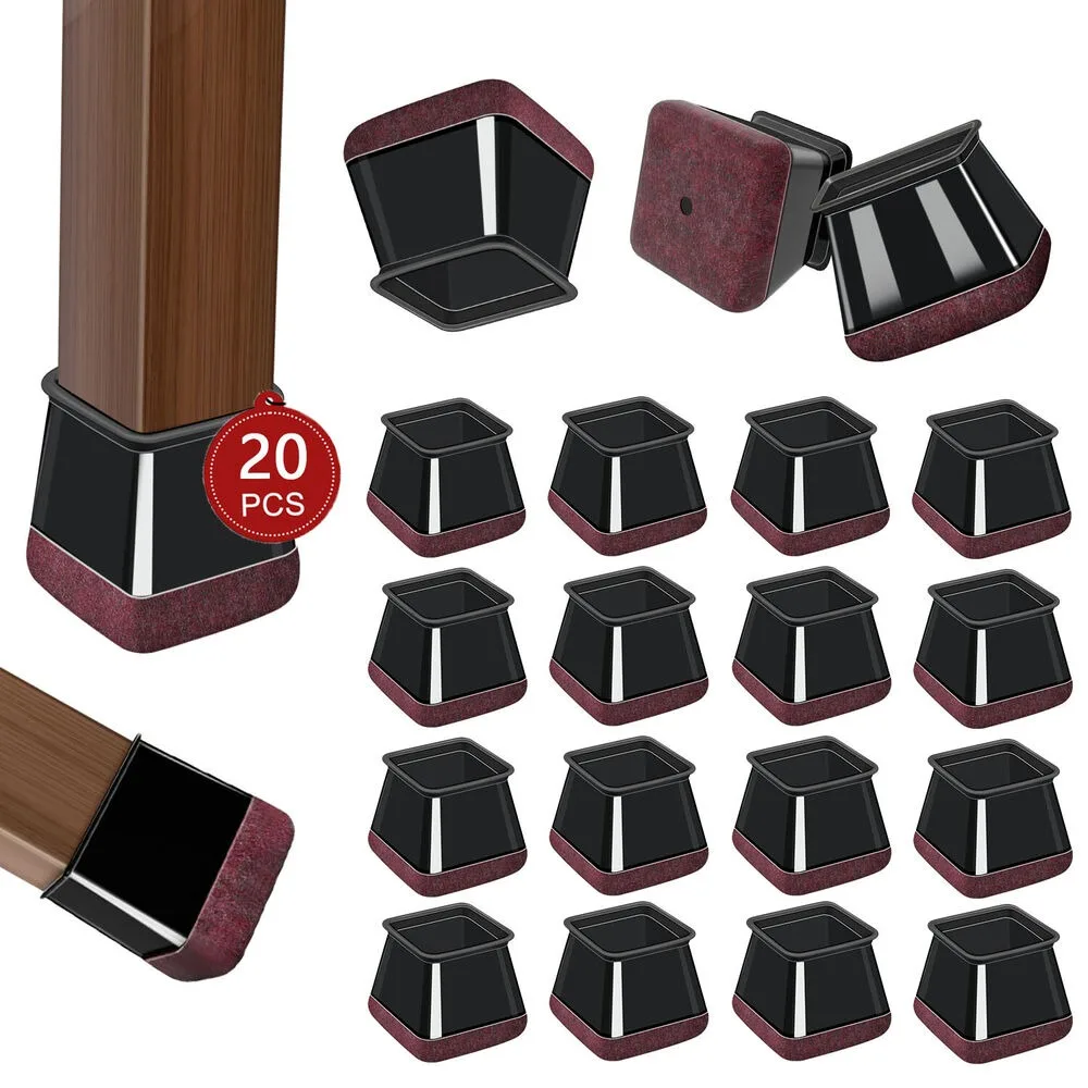 

20PCS Silicone Chair Leg Floor Protectors with Wrapped Felt Sofa Table Feet Pads Non Slip Reduce Noise for Hardwood Floors