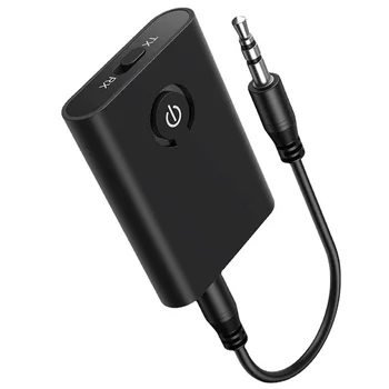 משדר מקלט אלחוטי 2 ב-1 תואם Bluetooth 5.0 הנטען לטלוויזיה מחשב רכב רמקול 3.5mm AUX Hifi מתאם אודיו למוזיקה