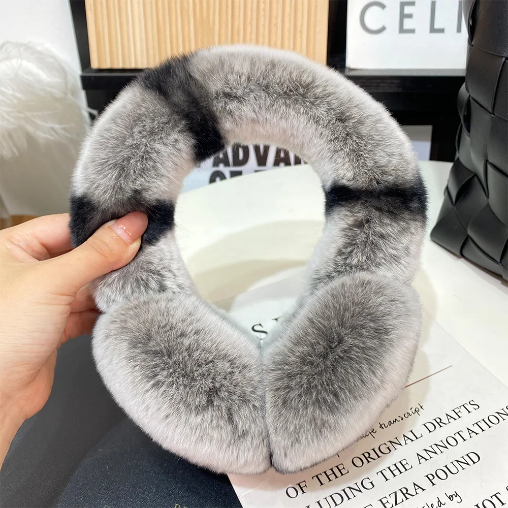 Fashion Natural 100% Rex Rabbit Fur Earmuff Russia Winter Warm Women Real Fur Earmuffs Girl\'s Earlap