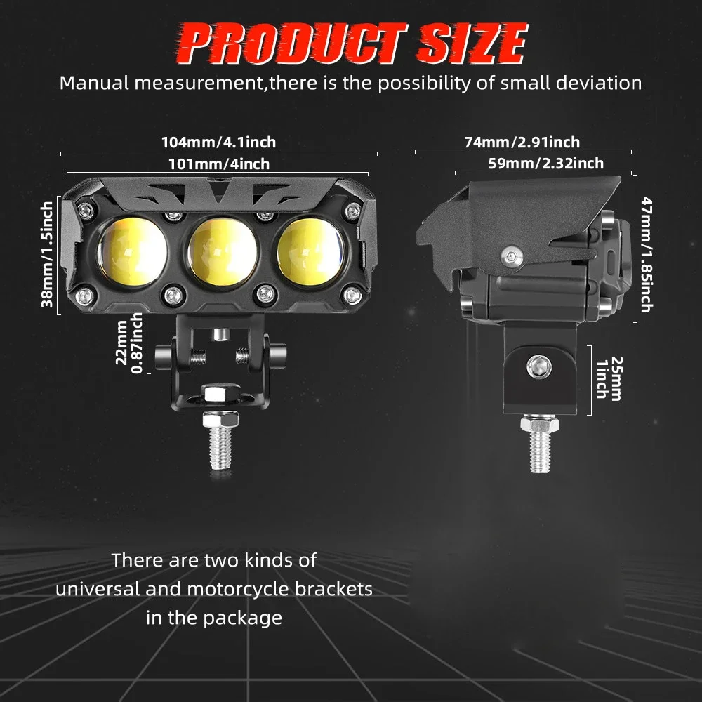 Universal Motorcycle Extra Strong Led Headlight 12V Dual Color Lighthouse Projector Lens for Off-road 4X4 ATV SUV UTV Work Lamp