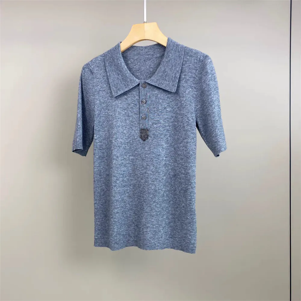 Thin Wool Knitted Polo Shirt, Slim Short-Sleeved Top, Summer Polo Shirt, 2024