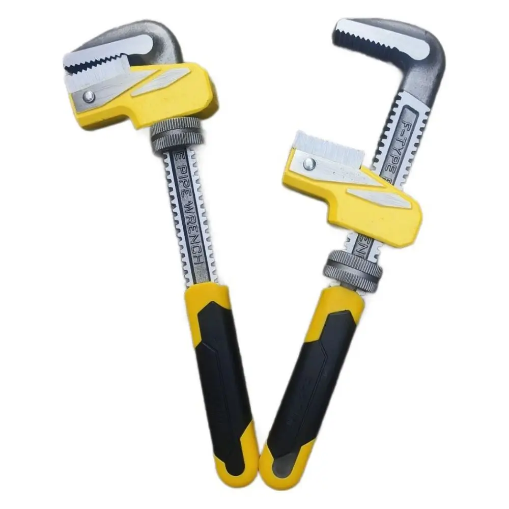 Strongers Grip F-Type Right Angle Wrench Extended Rod Larger Clamping Universal Pipe Wrench Stable Anti-Slip Plumbing Wrench