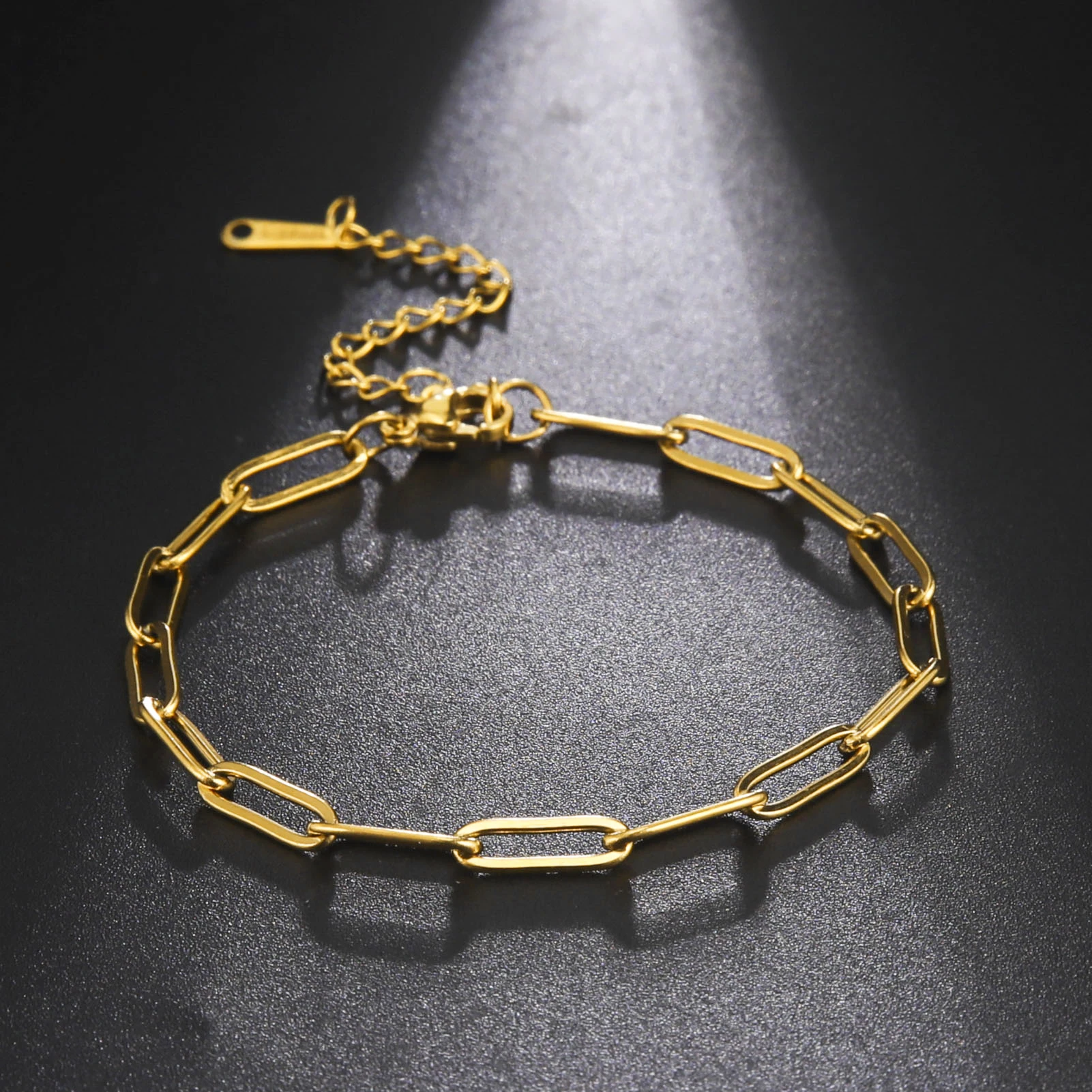 1 Piece Simple Fashion Paperclip Chain Bracelet Stainless Steel Punk Women\'s Men\'s Christmas Gift