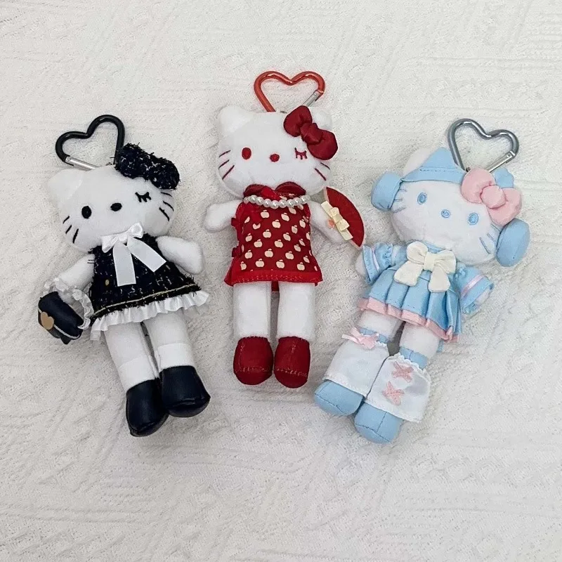 

Милый мультфильм с коробкой Ретро красная юбка в горошек Hellokittys плюшевая игрушка кулон любовь пряжка видеоигра кукла брелок подарок на день рождения