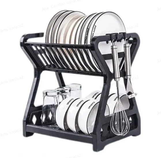Dish Drainer Double Layer Bench Kitchen Dish Holder Cage Chopsticks Drainer Practical Storage Organizer multi-layer sorting rack