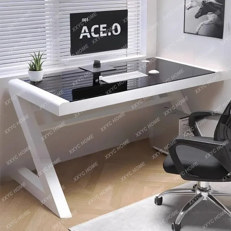 Escritorios de Computadora de Lujo para Estudiantes, Escritorio Rectangular con Estante, Escritorio Ejecutivo para Oficina, Escritorio para Juegos, Escritorio para Portátil, Mesas de Computadora para Dormitorio, Muebles F132