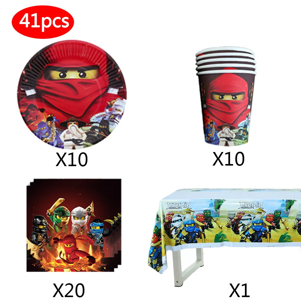 Cartoon Ninja Thema Verjaardagsfeestje Decoraties Leuke Ballonnen Borden Banner Servies Set voor Babyshower Feestartikelen Kindergeschenken