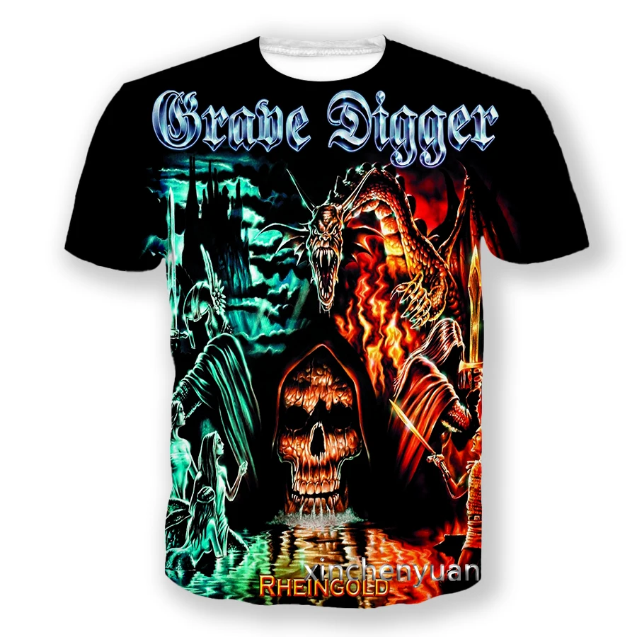 phechion Grave Digger Band 3D Print Men T Shirt Hip Hop Women T Shirt Unisex Fashion Clothing Suppliers for Drop Shipper A251