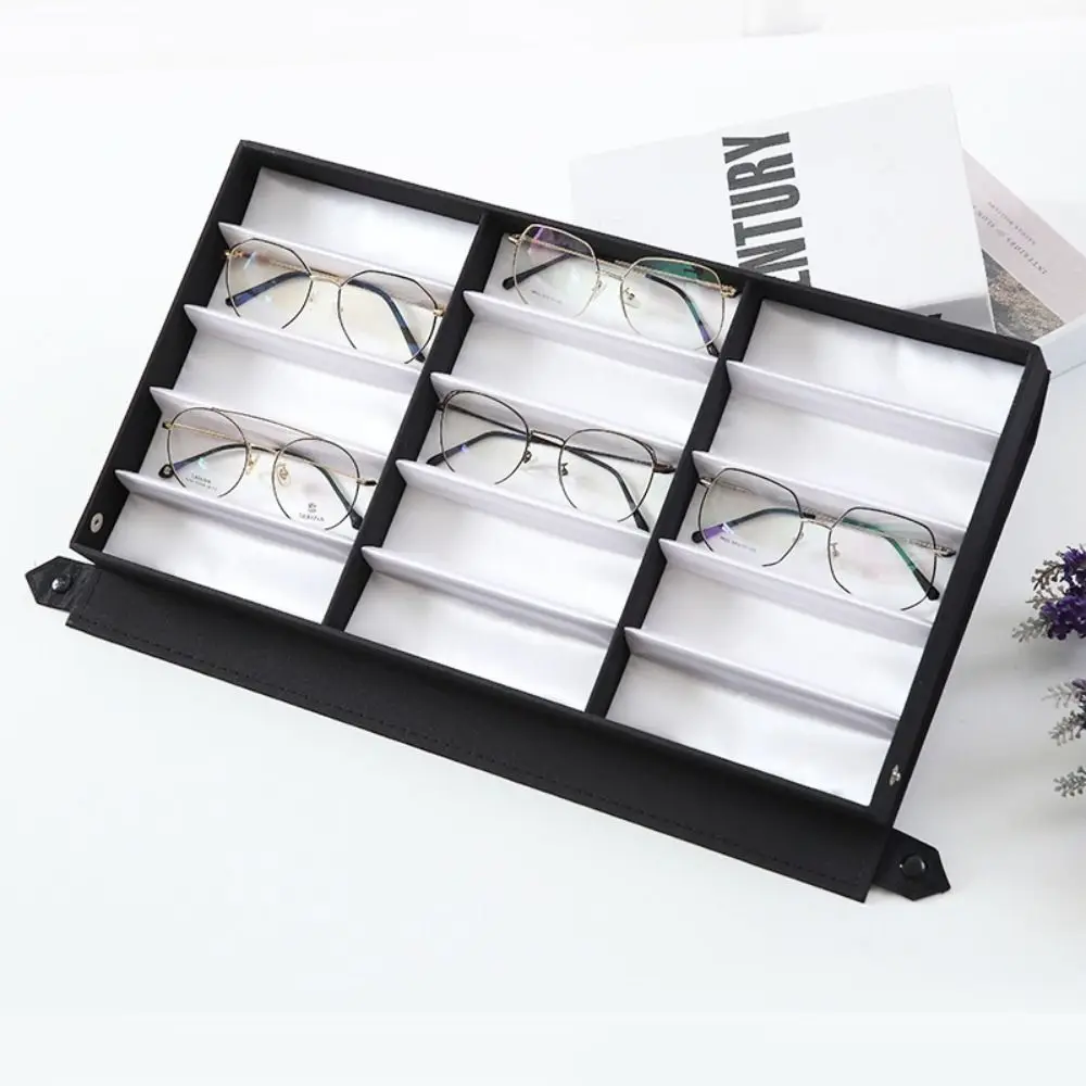 Simple 5/8/15 Slot PU Glasses Case Grids Eyewear Holder Sunglasses Box Jewelry Organizer Jewelry Display Box Hanging