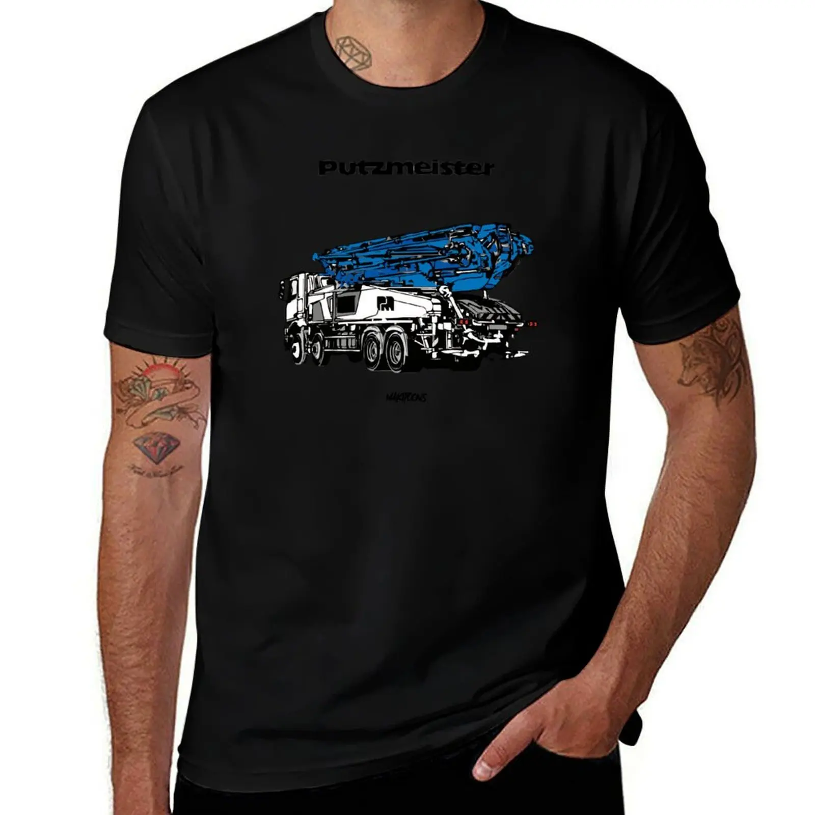 Putzmeister concrete pump blue T-Shirt Fashion Casual Short Sleeve Top T-Shirt