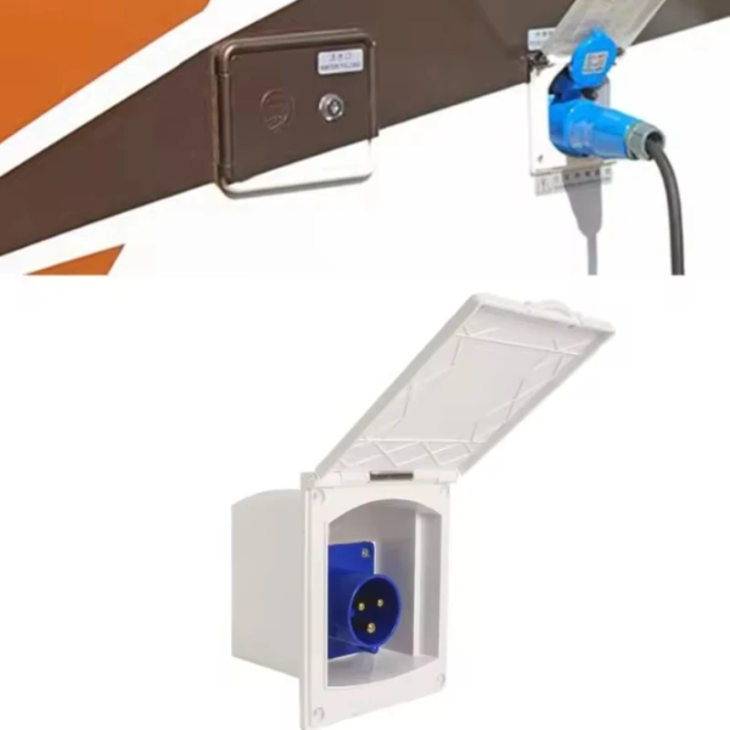 

RV Modification Accessories 16A External Mains Socket, Waterproof Three-core Charging Socket Power Interface